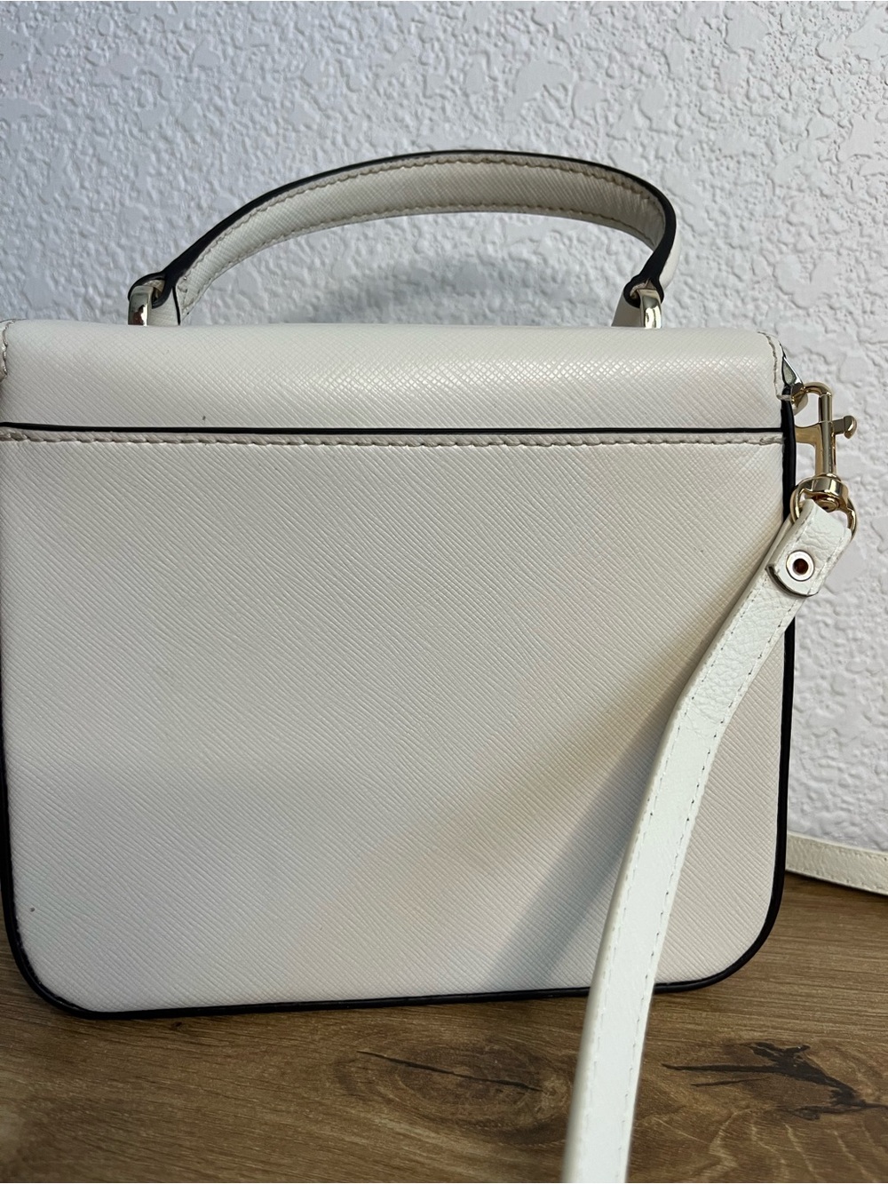 Kate Spade Staci Square Saffiano Leather Top Handle Crossbody Bag White - Picture 3 of 14